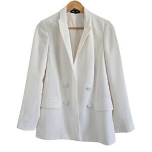 Express Womens Double Breasted White Blazer Size S Classic Elegant Minimalist